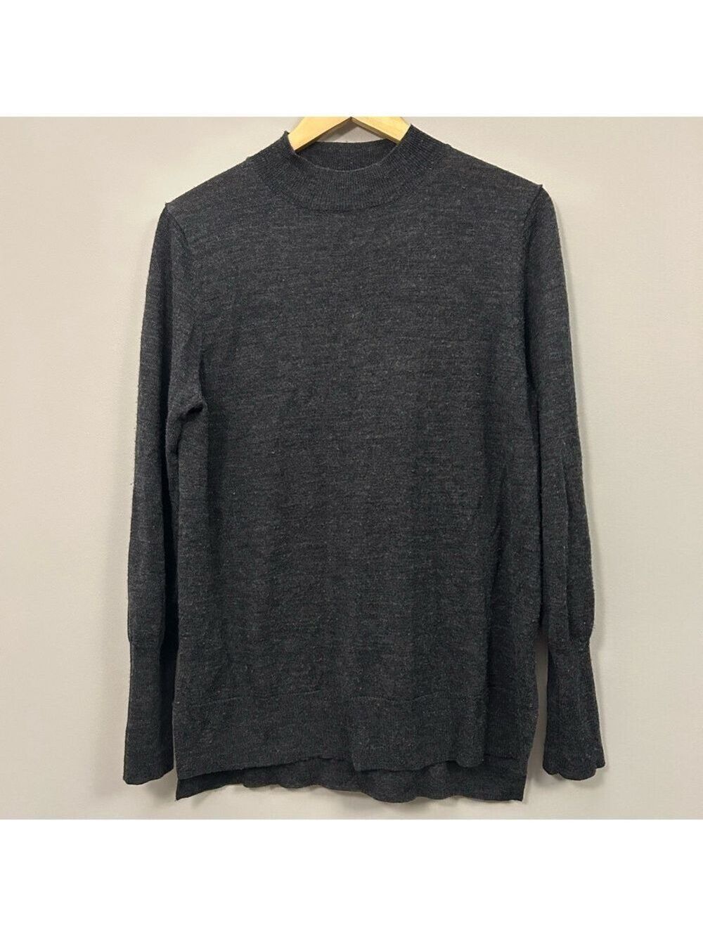 Badgley Mischka Women’s Charcoal Merino Wool Sweater Oversized Large